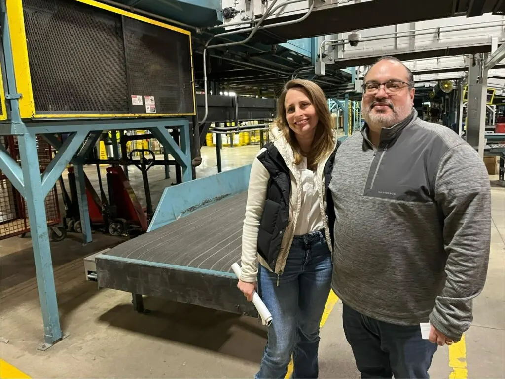 Skyward team members on a client’s industrial floor during a site walkthrough