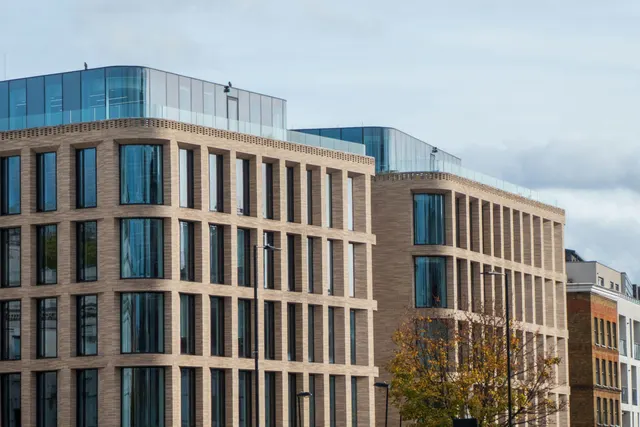 Brick and glass mid-rise office building